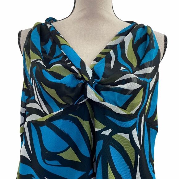 WORTHINGTON Abstract Sleeveless Tie Bust Blouse 18 - Picture 6 of 9